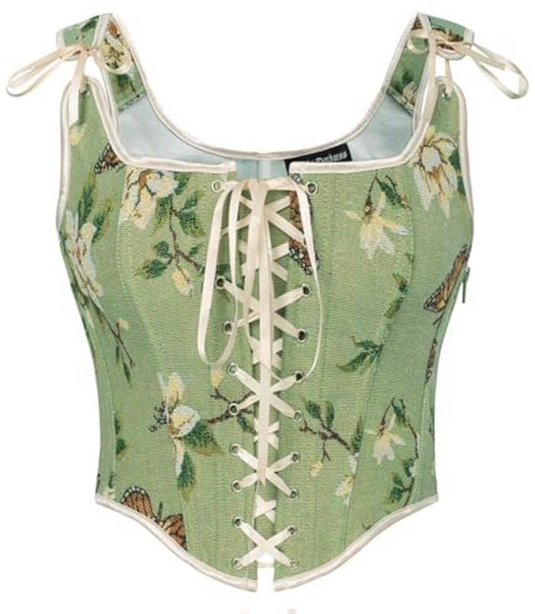 Dames Corset Top Vintage Bloemenprint - Renaissance Stijl Corsage Vest