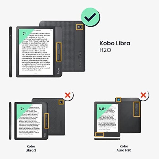 E-reader Hoes Compatible met Kobo Libra H2O - Met Kickstand - Leren Ereader Cover - Mintgroen van Merkloos — afbeelding 5