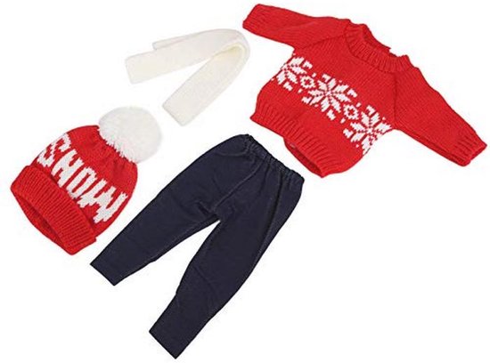18 Inch Kerst Poppenkleertjes Set voor Meisjes - Trui, Broek, Sjaal en Hoed van Merkloos — afbeelding 3
