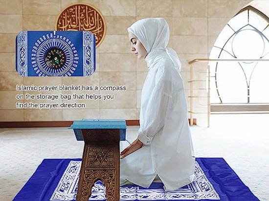 Draagbare Polyester Reisgebedsmat met Kompas - Ideaal voor Moslim Reizen en Ramadan van Merkloos — afbeelding 3