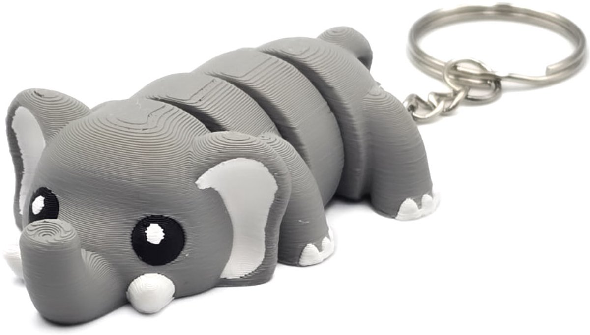 Olfiant Sleutelhanger - 3D flexi - Cosmetalic - Schattige sleutelhanger - Kawaii bagcharm - Safari tashanger - Elephant