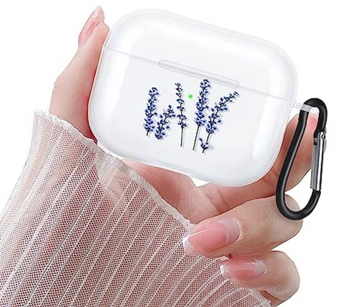 Newseego Airpods Pro 2 Case for Girls Women, Cute Floral Design Airpods Pro 2. Generation Case with Carabiner Transparent Soft TPU Shockproof Protective Cover for Airpods Pro 2(2022) -Flower 3