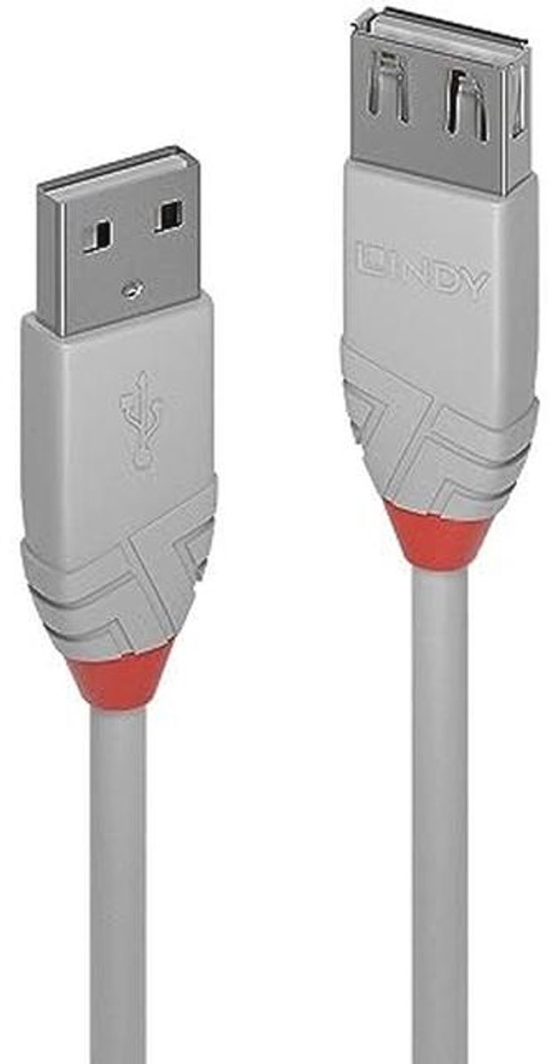 2m USB 2.0 Type A Verlengkabel - Antraciet