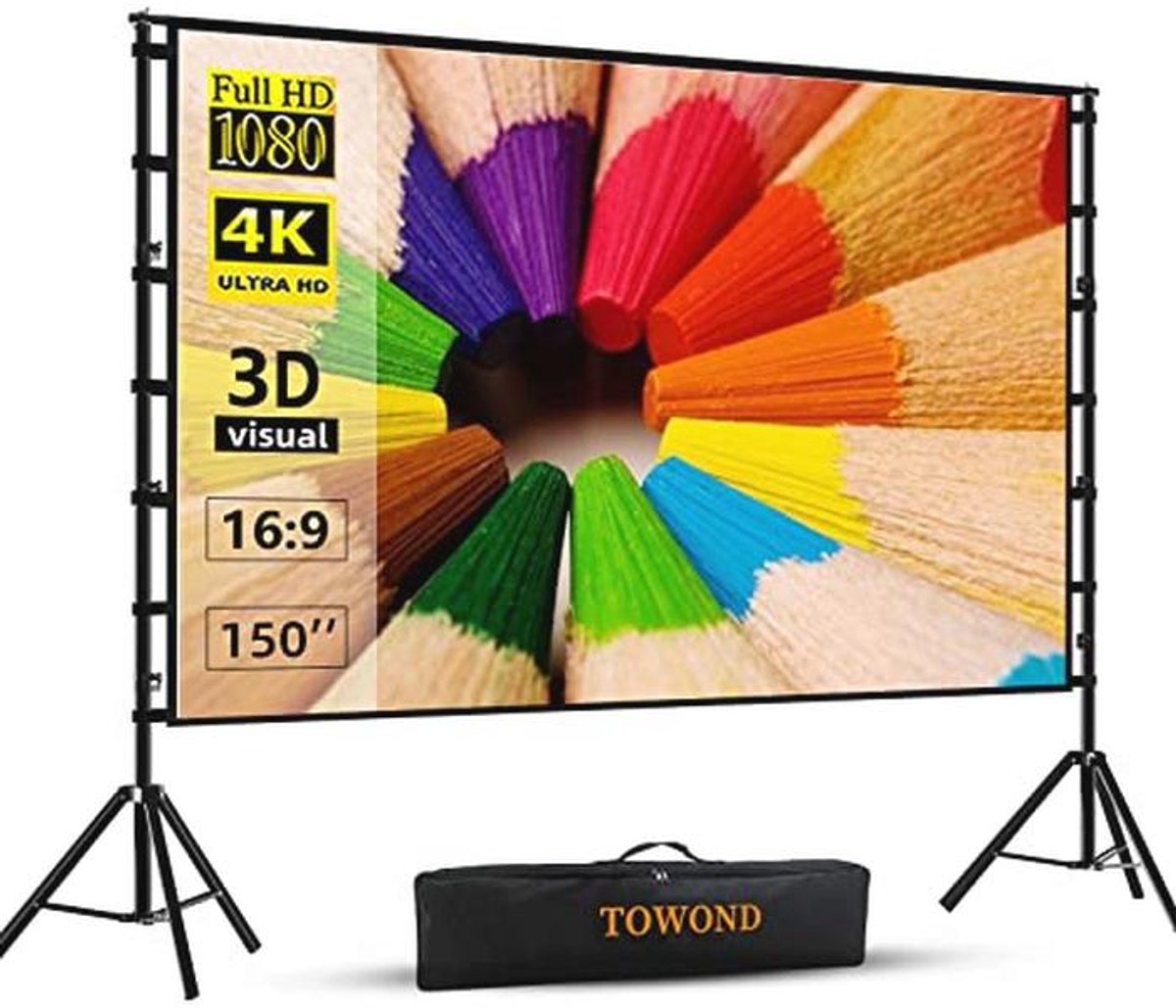 150 inch Projectorscherm - Draagbaar 16:9 4K HD voor Binnen en Buiten