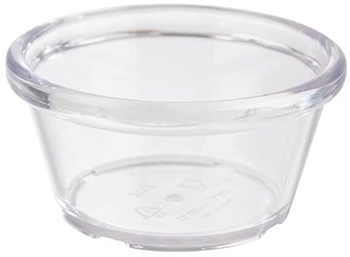 Set van 12 transparante dipschaaltjes, Ø 7 cm, hoogte 3,5 cm