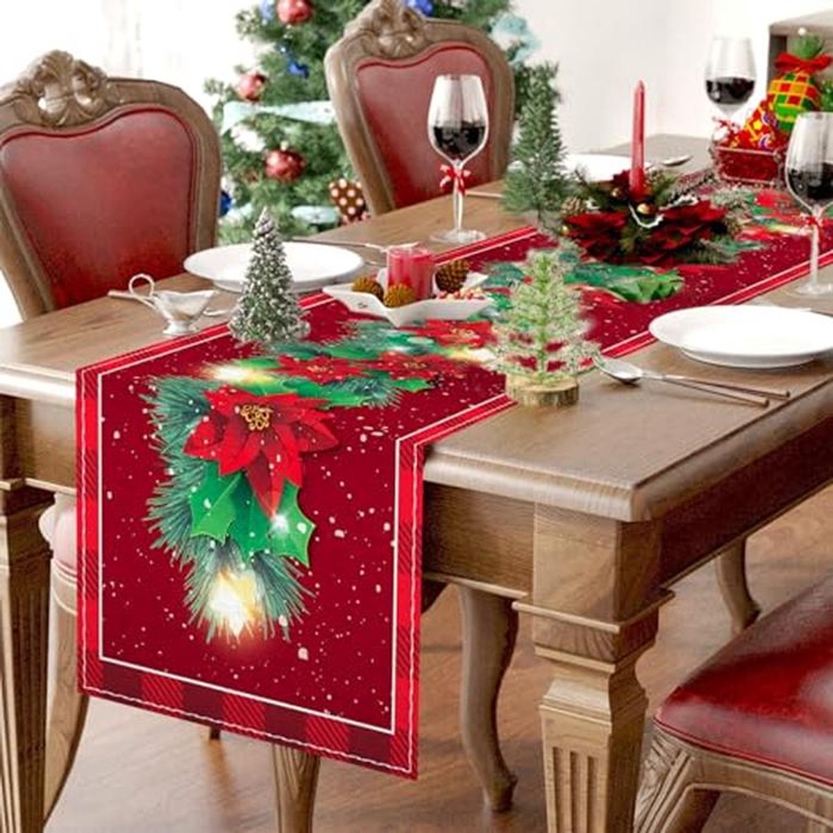 Kerst Tafel Vlag van Katoen en Linnen - 33 cm (72 inch)