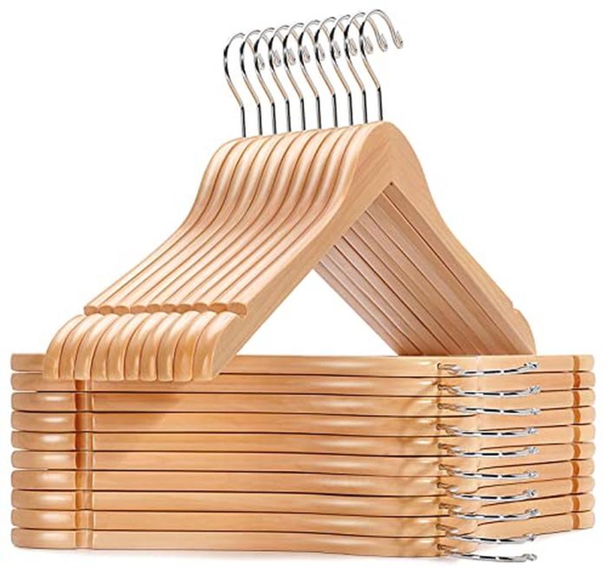 Massief houten hemdjurk hangers set van 20, stevige kleerhangers voor jas en camisole