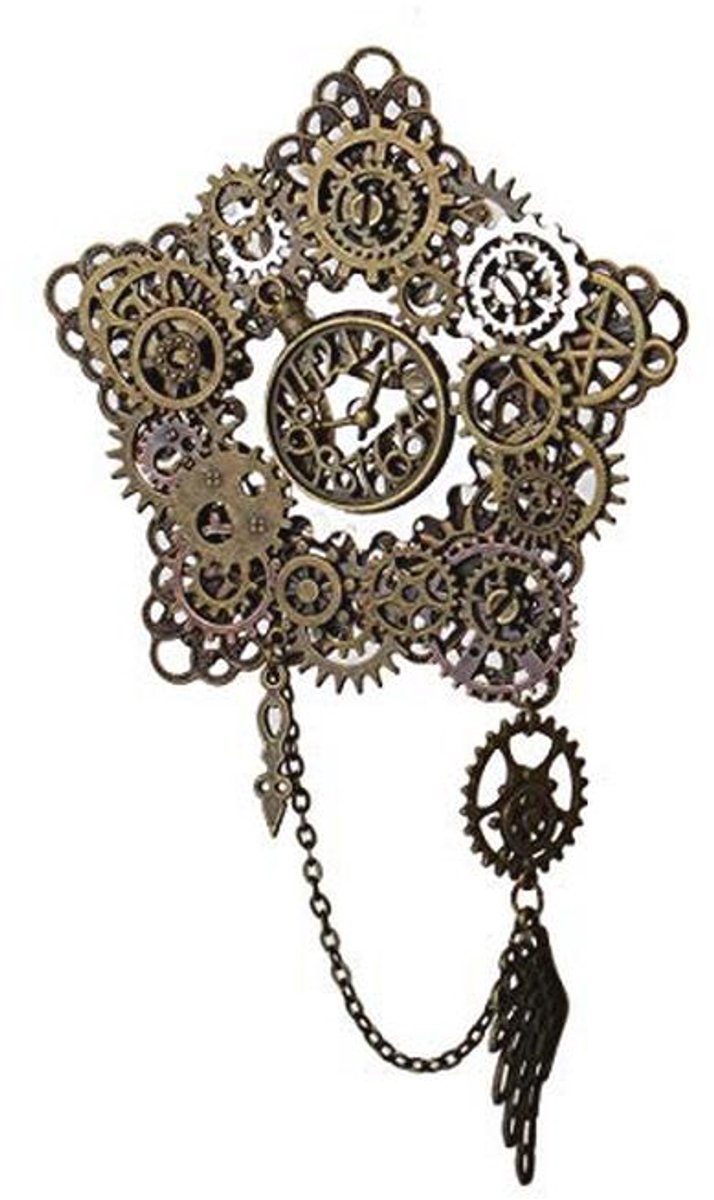 Steampunk Haarspeld met Klok en Tandwielen