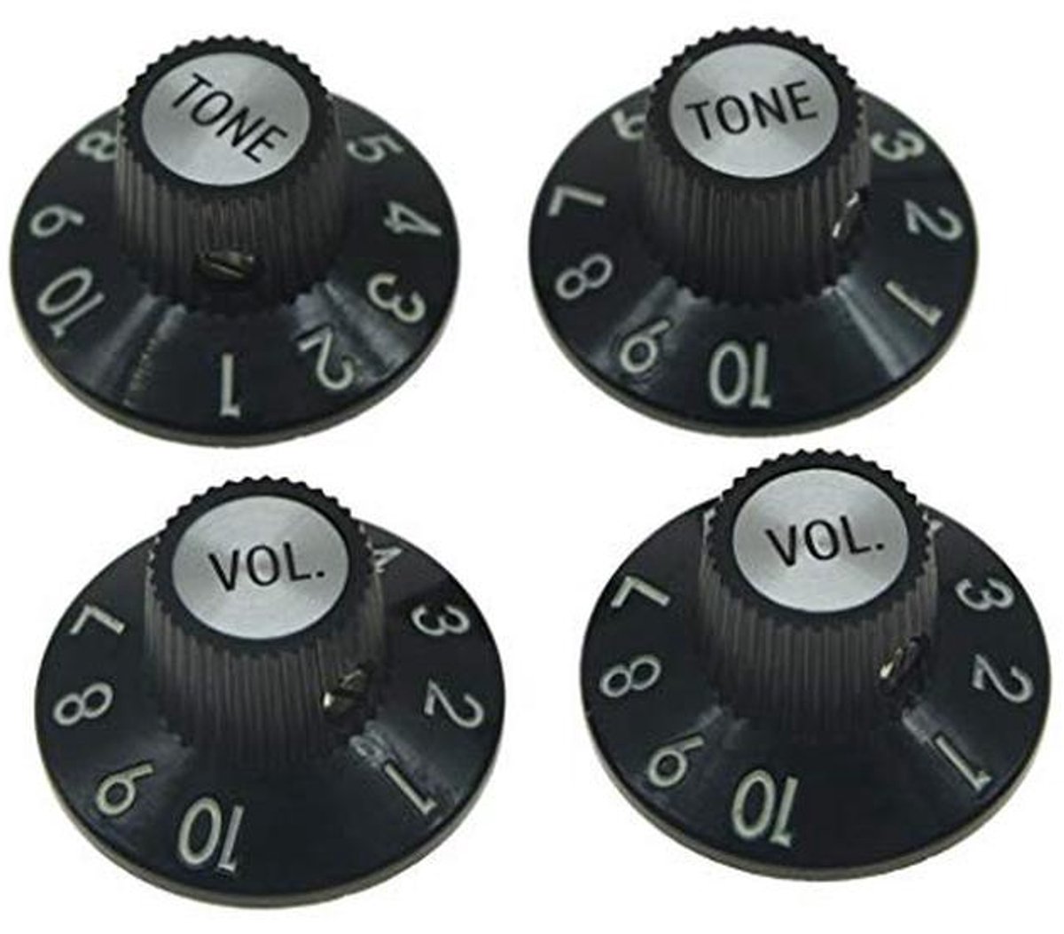 Set van 4 Heksenhoed Knoppen voor Gitaar - 2 Volume en 2 Toons