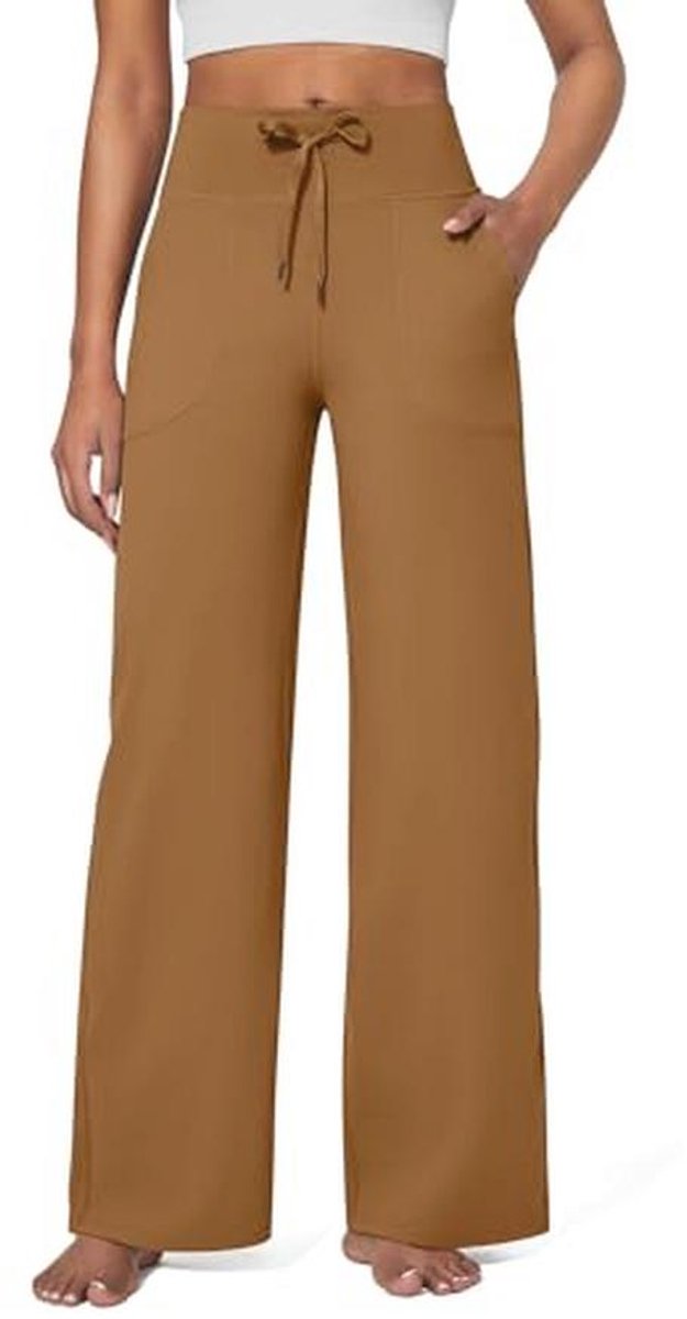 Wijde Pijpen Yogabroek voor Vrouwen - Hoge Taille, Comfortabele Joggingbroek met Pockets
