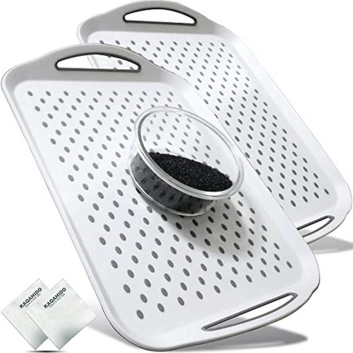 Grote antislip dienbladen met handgrepen - Set van 2 voor diner, snacks, fruit en meer