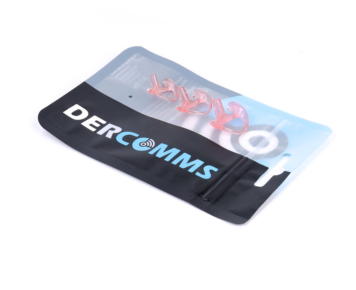 DerComms® Eartips voor oa. Kenwood, Motorola, Baofeng, Icom, Midland, Sepura, Hytera Portofoons - Linker oor dopjes Beige