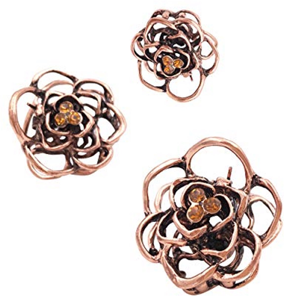 Set van 3 Vintage Rose Mini Haar Clips voor Meisjes en Dames