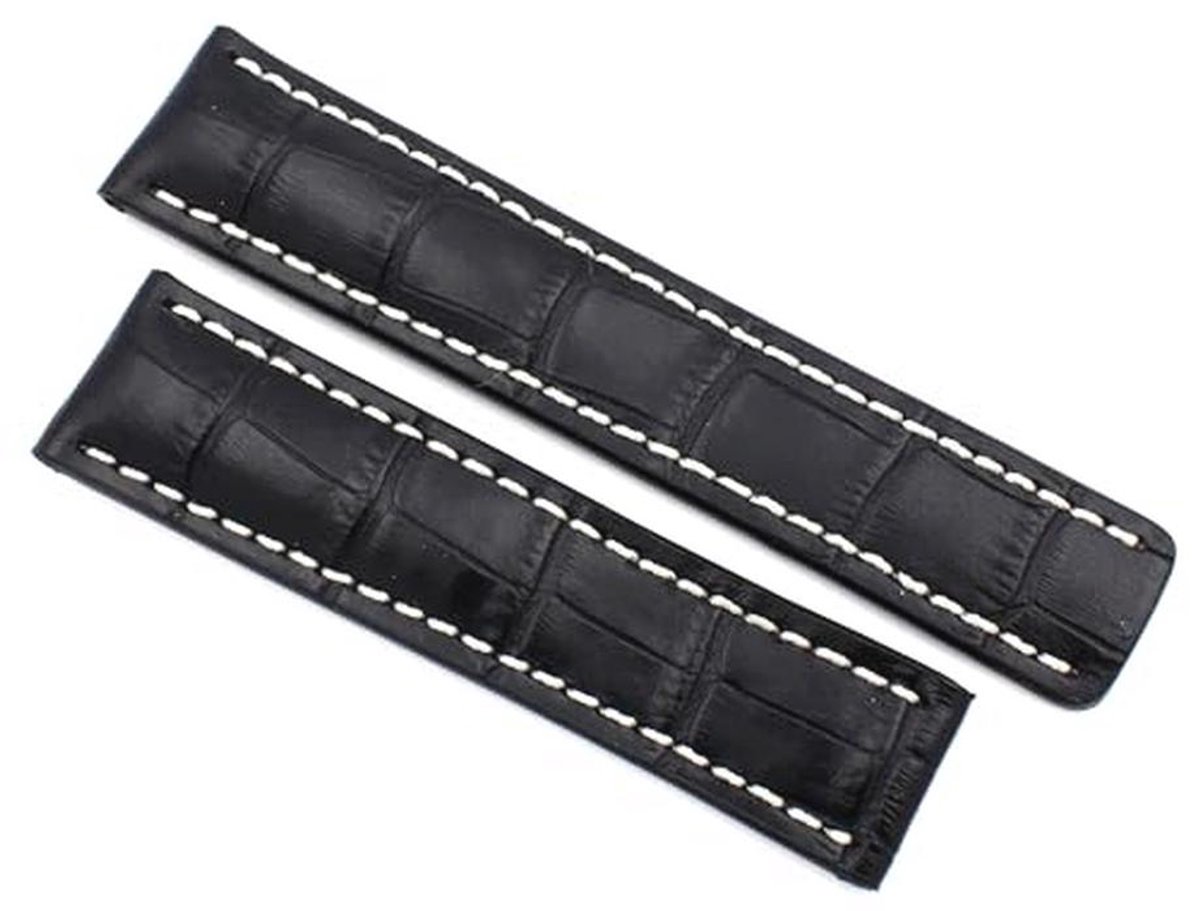 Horlogeband met krokodillenreliëf, handgemaakt in Duitsland, compatibel met vouwsluitingen