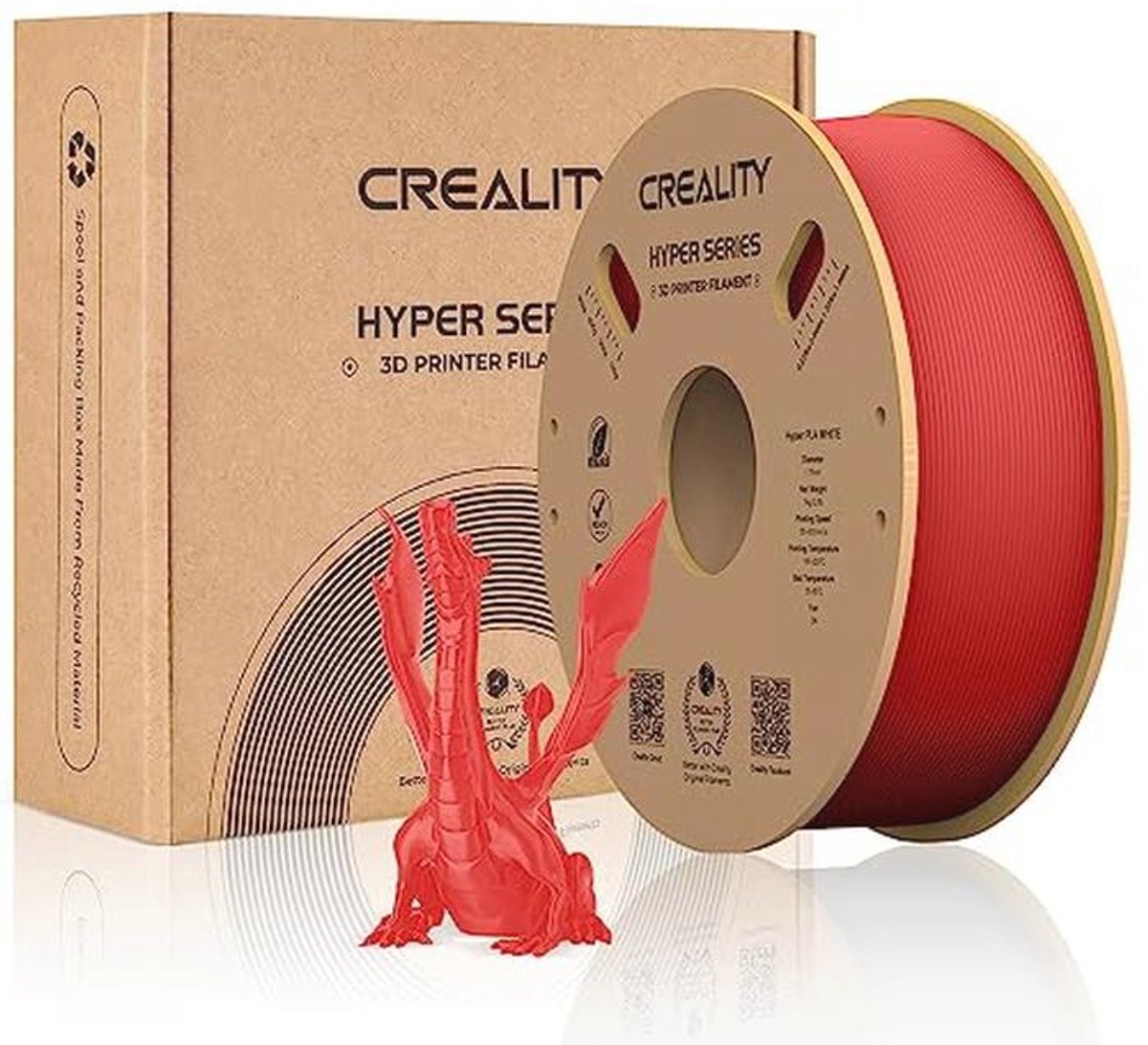 PLA Filament Hyper Series voor 3D Printers - 1.75mm, 1kg Spoel, Supersnelle Print Snelheid 30-600mm/s - Rood