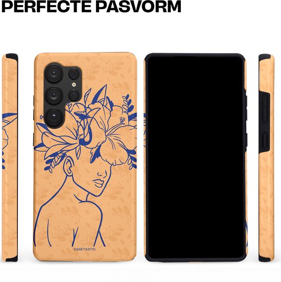 Casetastic Hoesje Geschikt voor Samsung S25 Ultra - Stijlvolle Beschermende Duo-layer Case - Lijn en Bloesem