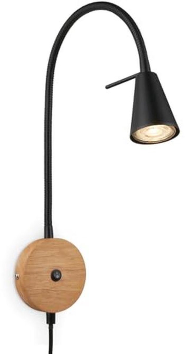 Rotatable LED Wandlamp Met Schakelaar - Zwart-Hout