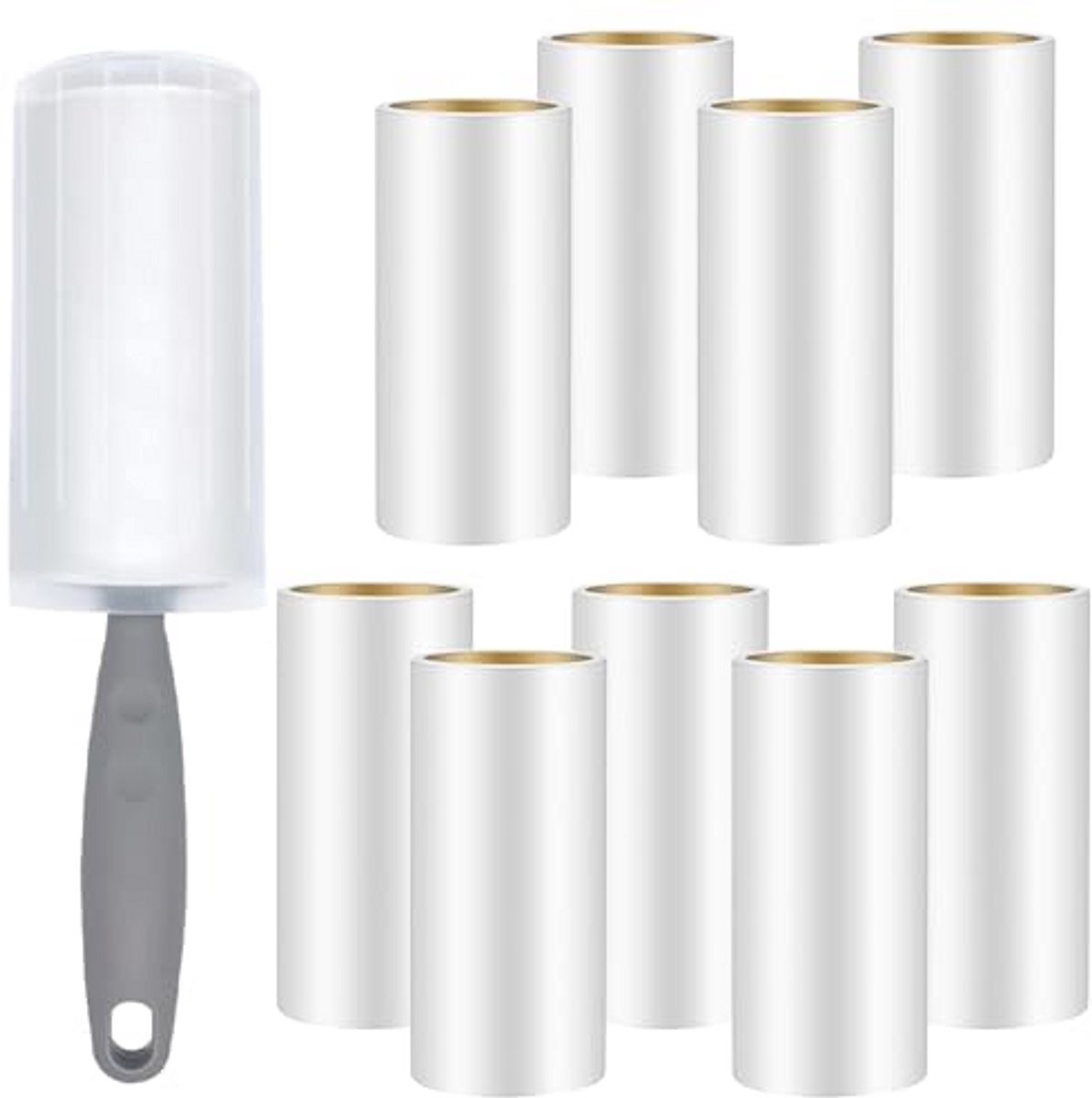 Pluisroller set met 9 rollen en extra kleefkracht voor dierenharen en kleding