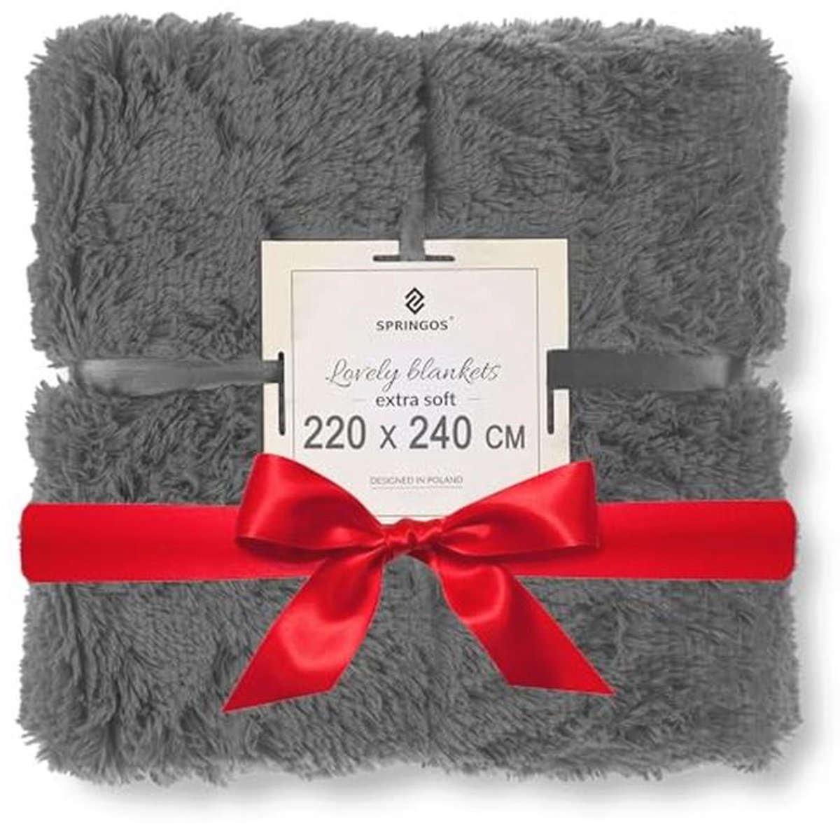 Pluche Deken en Plaid 220x240 cm - Donkergrijs Woonaccessoire