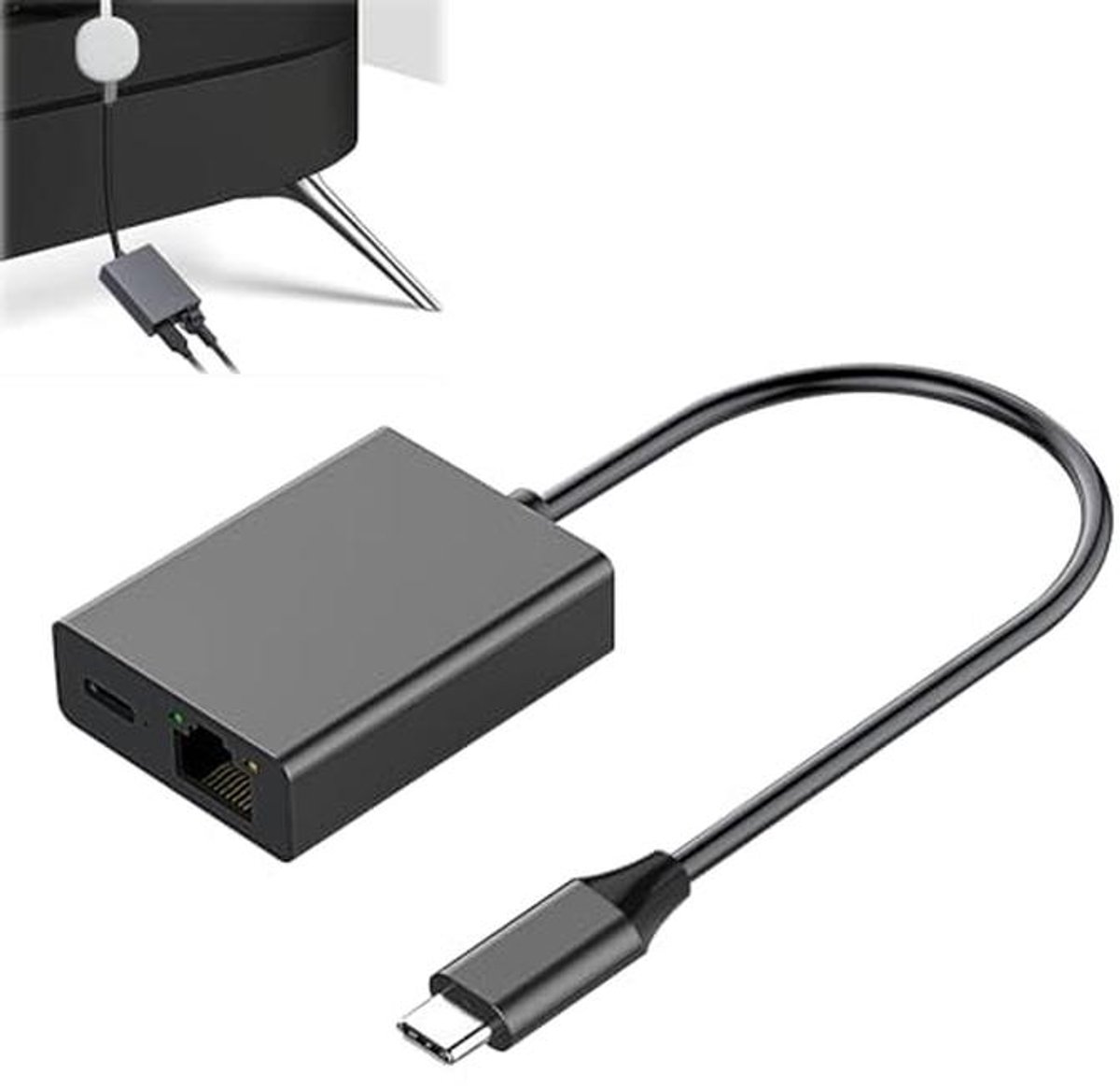 USB-C Ethernet-adapter 1000 Mbps met 100 W Opladen - Ideaal voor Streaming & Gaming