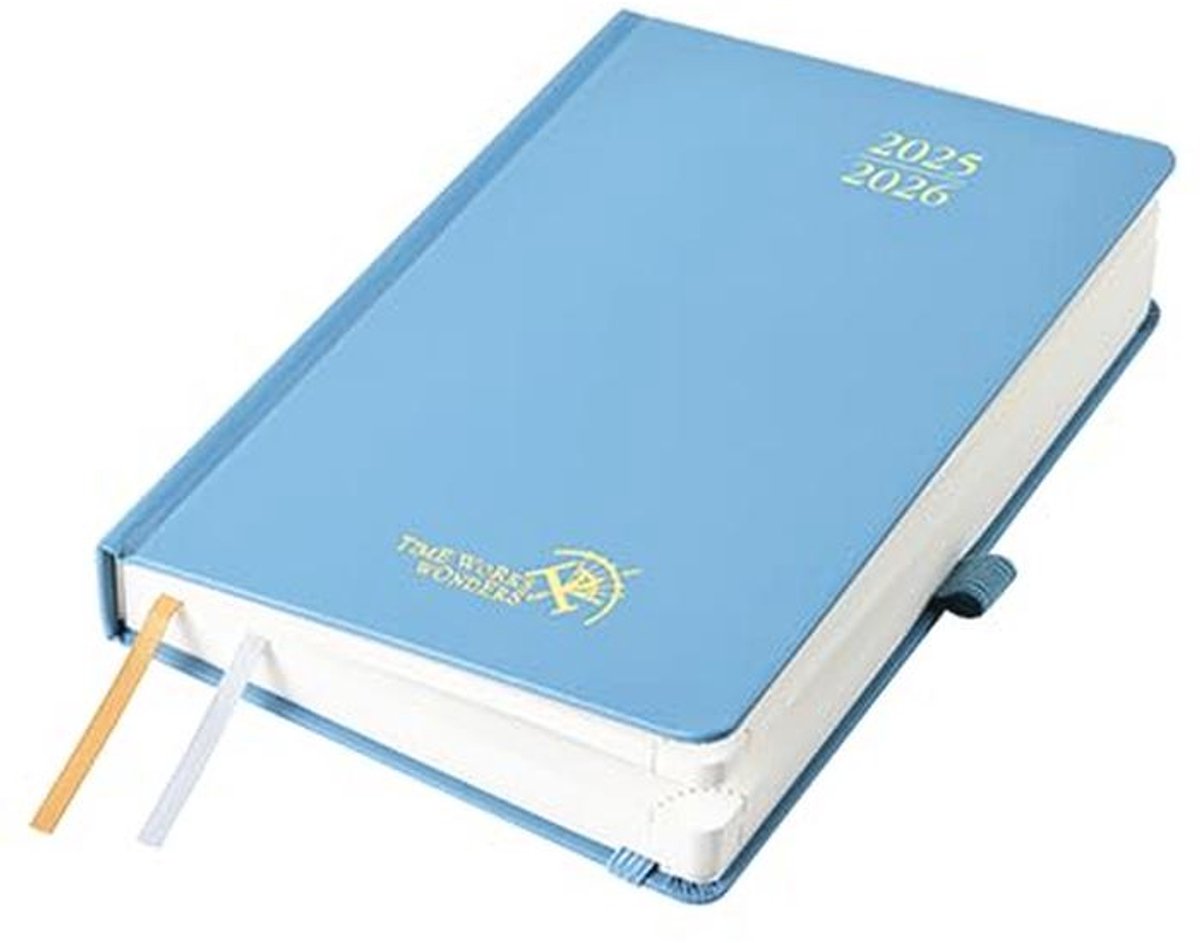 Weekly Planner en Notitieboek 2025-2026 - Soft Cover met Spiral Binding, 26.5 x 21.5 cm, Mistblauw