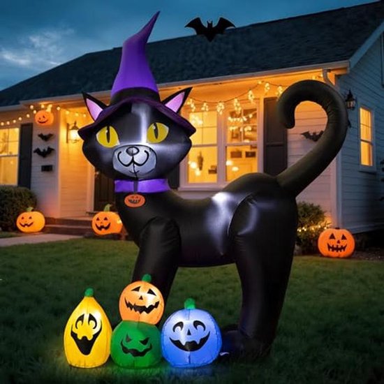 Lights4fun LED Halloween Decoratie Set - Heksenpoten, Kat, Pompoen