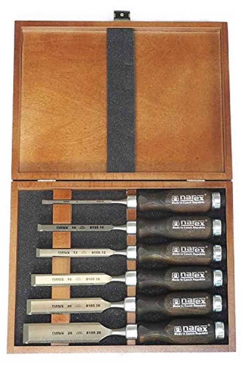 Bevel Edge Beitel Set in Houten Doos - 6 Stuks