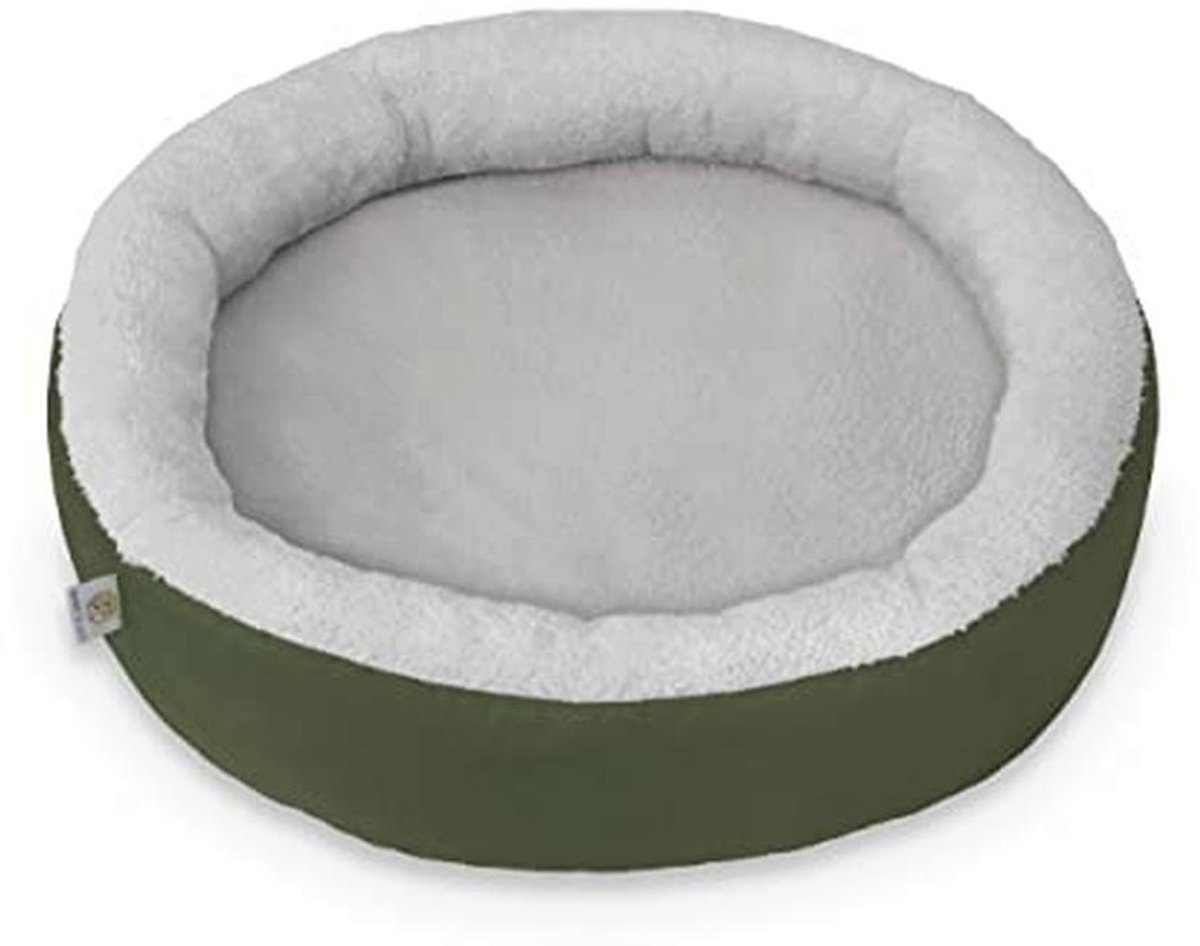 Barry & Lucy Hondenmand Kattenmand 2in1 Ronde Waterdichte Dierenmand Hondenkussen Ligkussen Met Warme Stof Vele Kleuren (M (ø 60 Cm), Donkergroen)