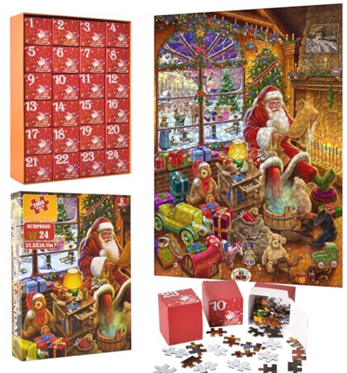 Puzzels Adventskalender 2025 voor Kinderen en Volwassenen – 1008 Delen