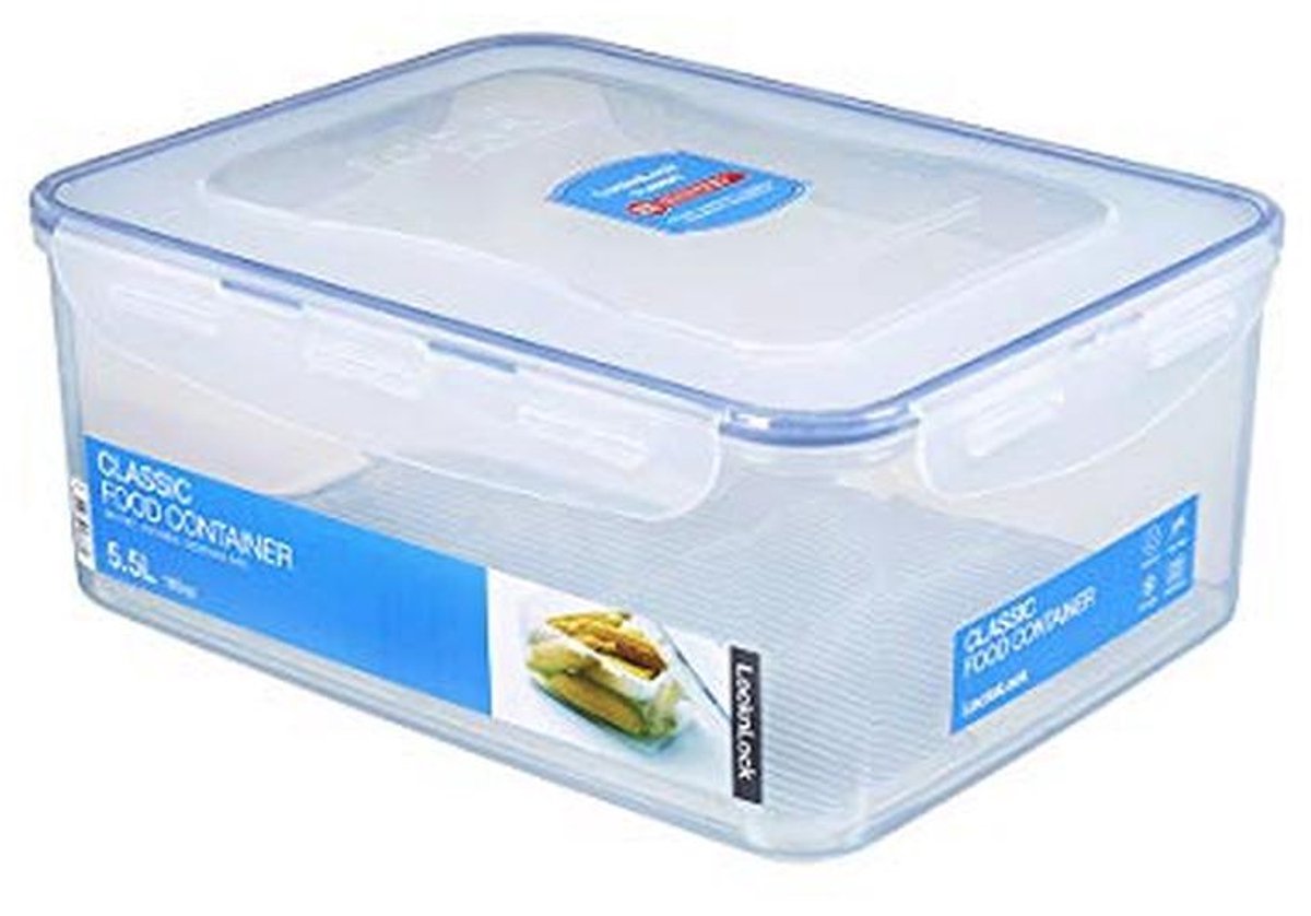 Rechthoekige Opbergcontainer 5,5 l - Helder/Blauw, Luchtdicht en Lekdicht