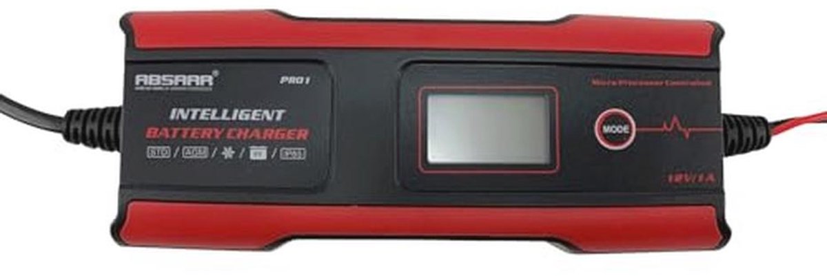 Acculader 6V/12V 1A met LCD-display
