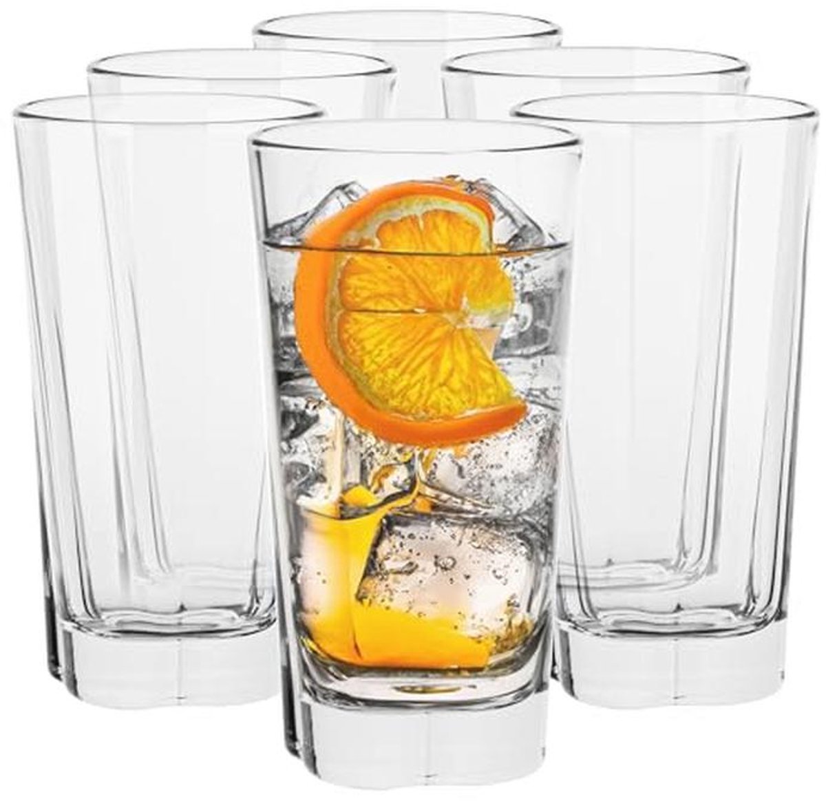 Set van 6 transparante longdrinkglazen - vaatwasmachinebestendig - 300 ml
