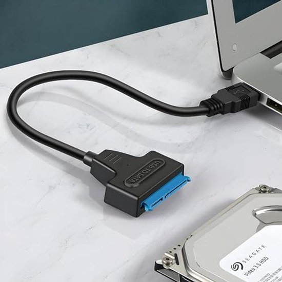 SATA naar USB Adapter - Externe Harde Schijf Kabel - Opslag Uitbreiden - Plug and Play - 2.5 inch - Zwart — afbeelding 4