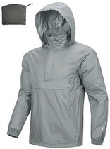 Regenjas Heren - Waterdichte Capuchonjas - Opvouwbare Reflecterende Fietsjas - Lichte Windjack - Ademend Softshell voor Wandelen en Hardlopen