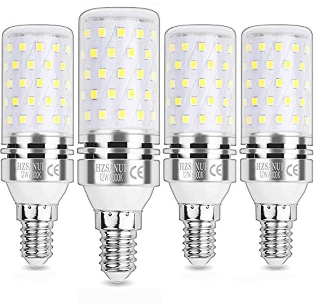 E14 LED Corn Bulbs 12W - 6000K Daglicht Wit, 1350 Lumen, Kleine Edison Schroef, 4-Pack