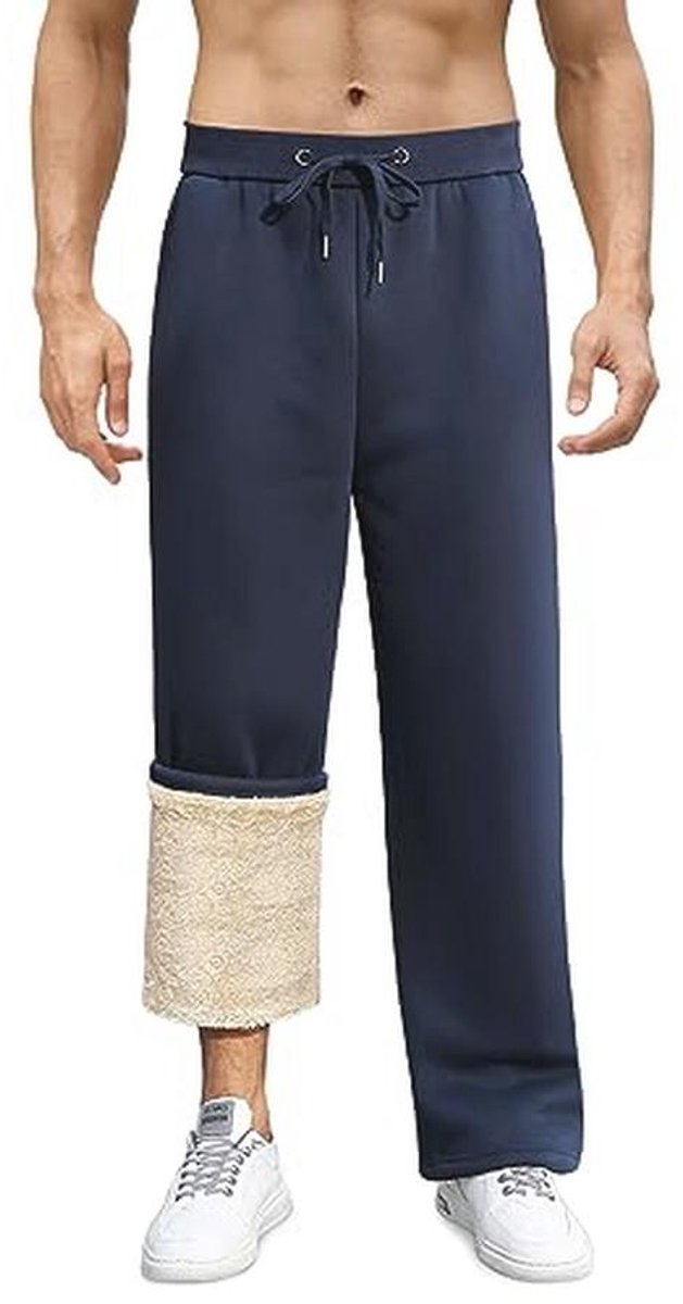 Heren Joggingbroek van Katoen - Warme Fleece Gevoerde Vrijetijdsbroek - Comfortabele Sweatpants met Elastische Taille en Zakken