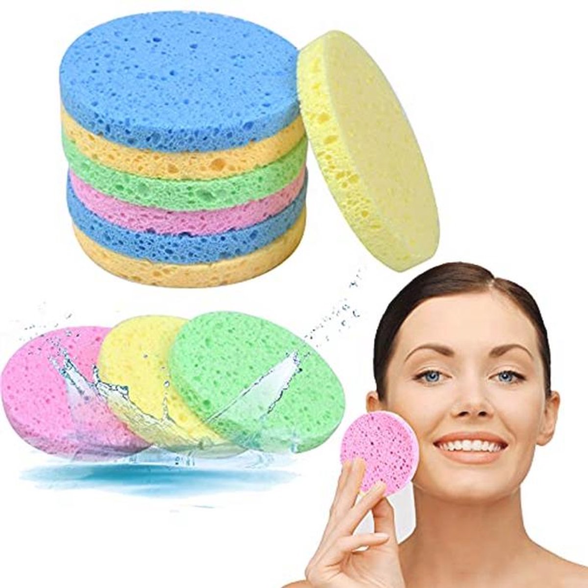 Herbruikbare Gezichtsponsjes - Set van 10 Stuks voor Reiniging en Exfoliatie