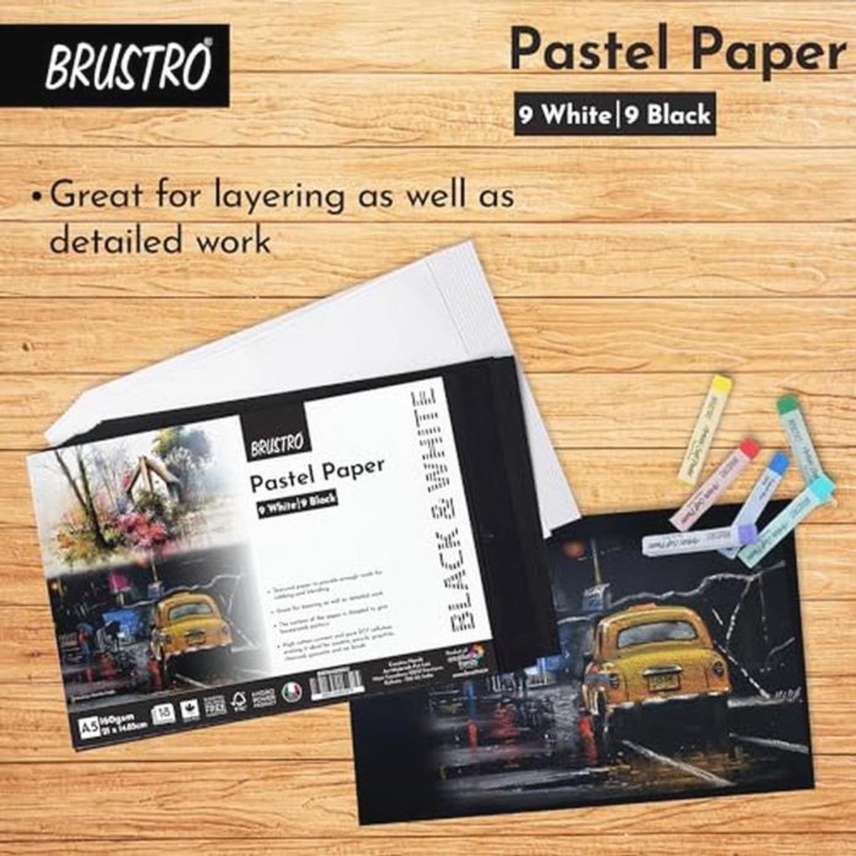 Pastelpapier A5 Set van 18 - 160 GSM, Ideaal voor Pastelkleuren, Kleurpotlood, Grafiet en Houtskool — cadeau in Hobby - foto 2