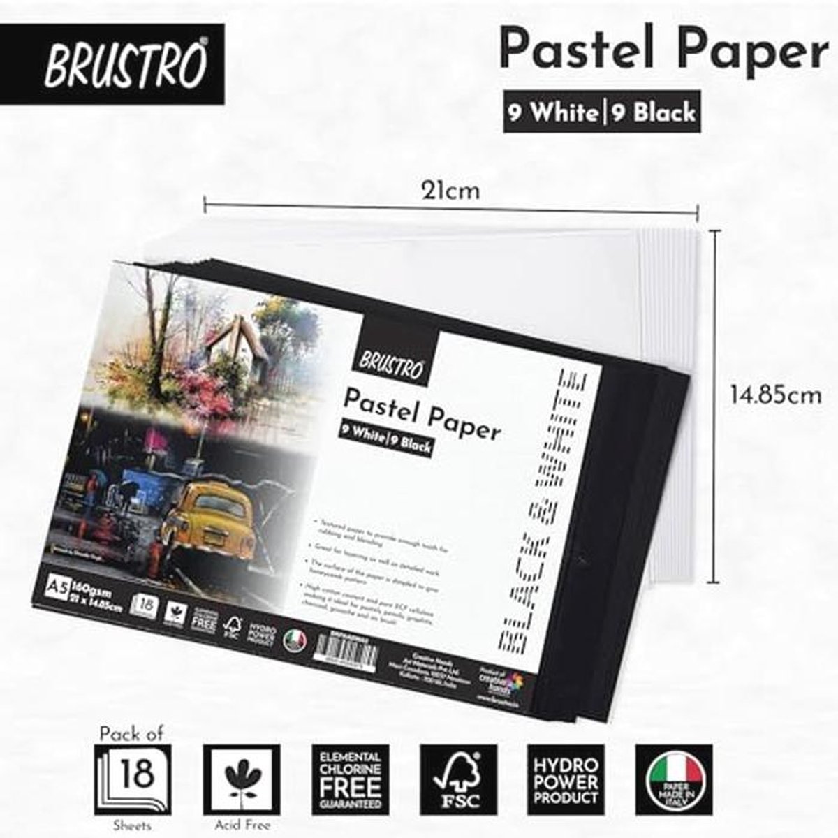 Pastelpapier A5 Set van 18 - 160 GSM, Ideaal voor Pastelkleuren, Kleurpotlood, Grafiet en Houtskool — cadeau in Hobby - foto 4