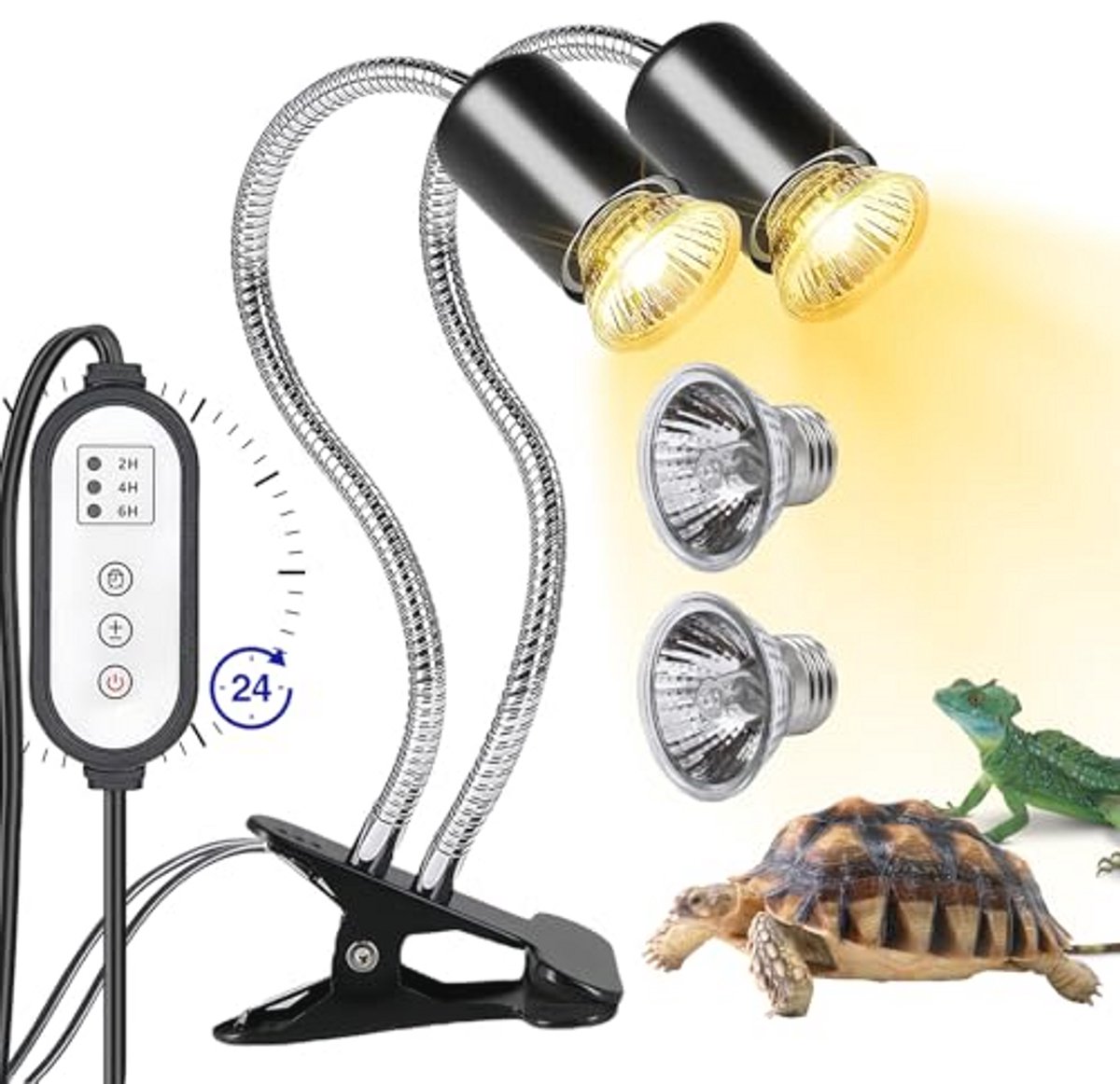 Verwarmingslamp voor Schildpadden en Reptielen - 25 W 50 W UVA/UVB met 2 Lampen