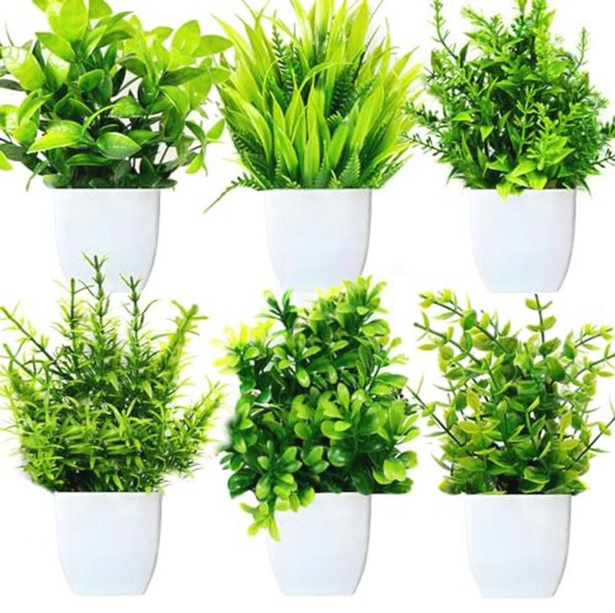 Set van 6 Mini Kunstplanten voor Thuis en Kantoor - Perfecte Decoratie voor Elk Interieur