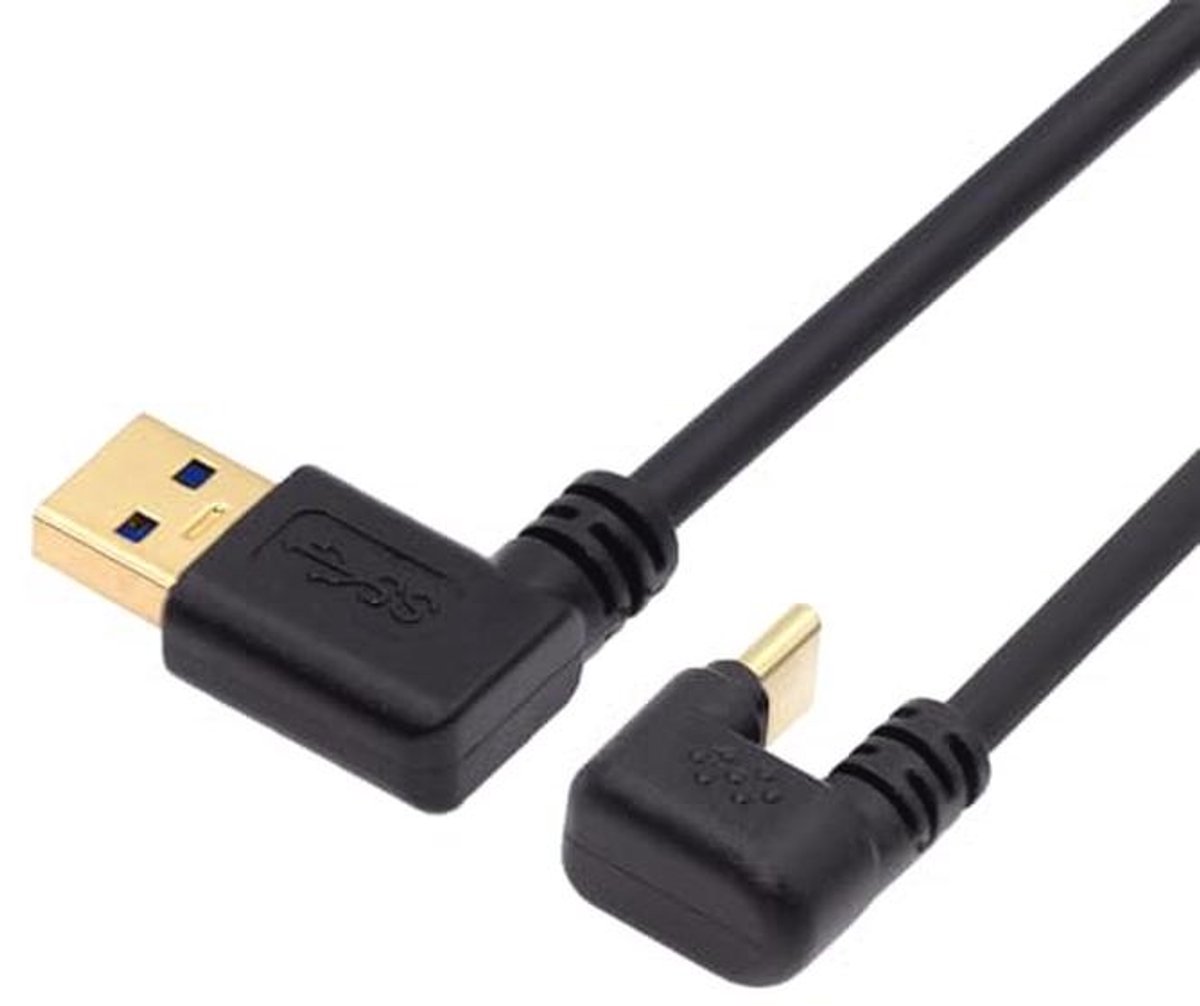 USB 3.0 Type A naar Type C Haakse Aansluitkabel - 5 Gbit/s Gegevensoverdracht, 30 cm
