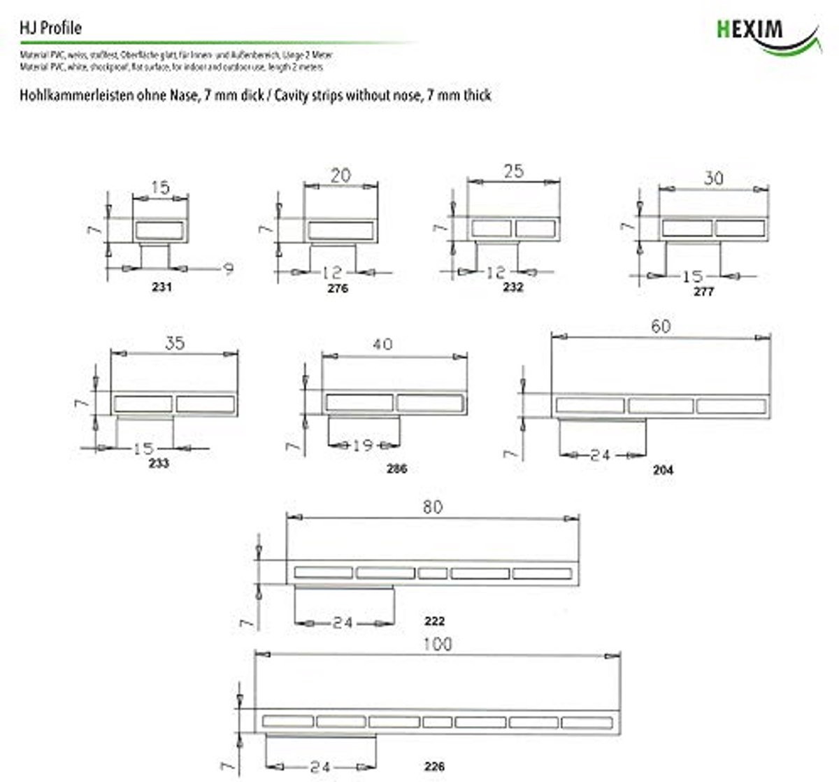 Holle Kamerprofielen PVC 7mm - Zelfklevende Afdeklijsten voor Wandafsluitingen - 2 Meter per Lijst