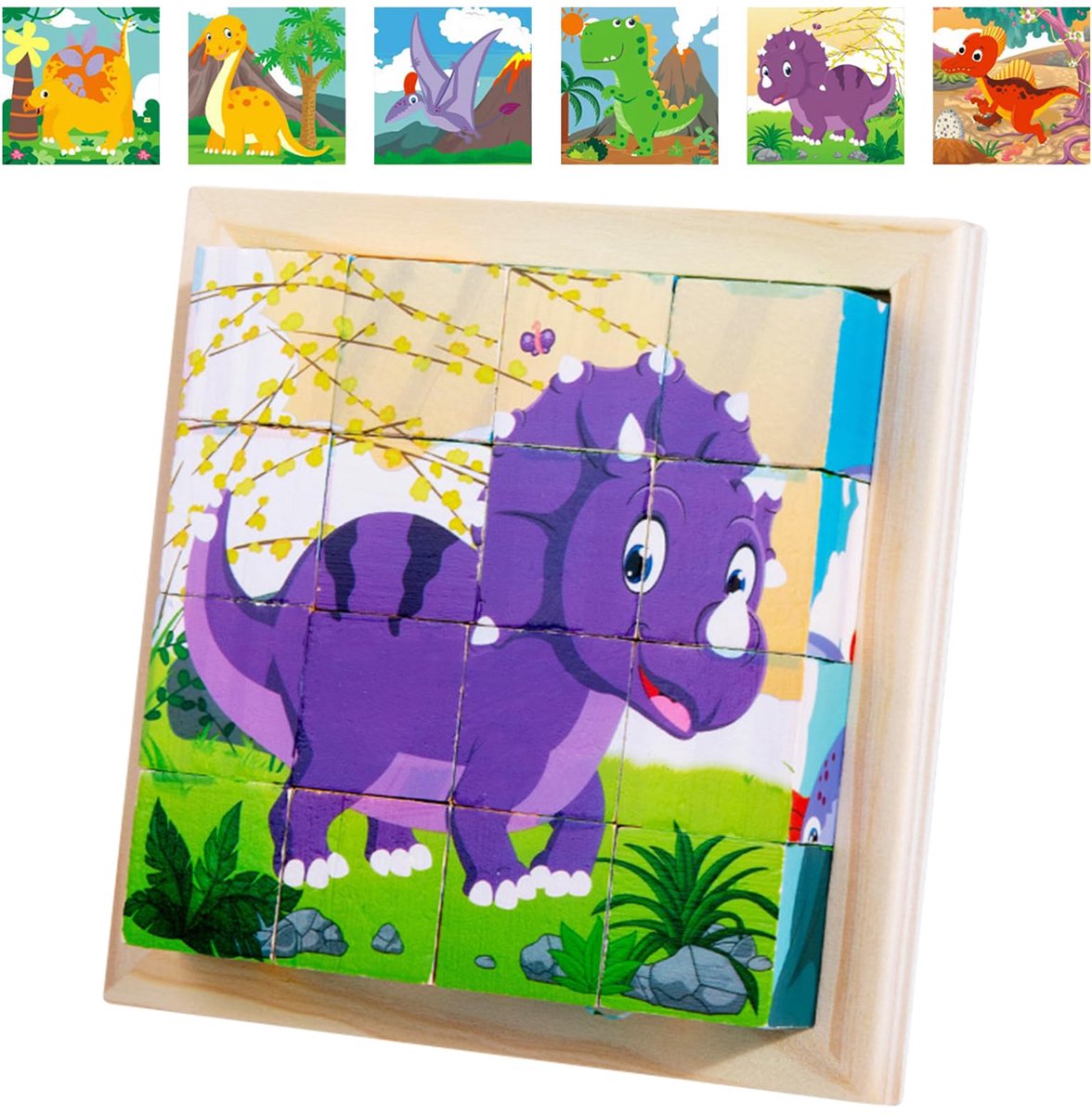 Kraftverdia Montessori Houten 3D Kubus Puzzel – 16-delig – Educatief Speelgoed 3+