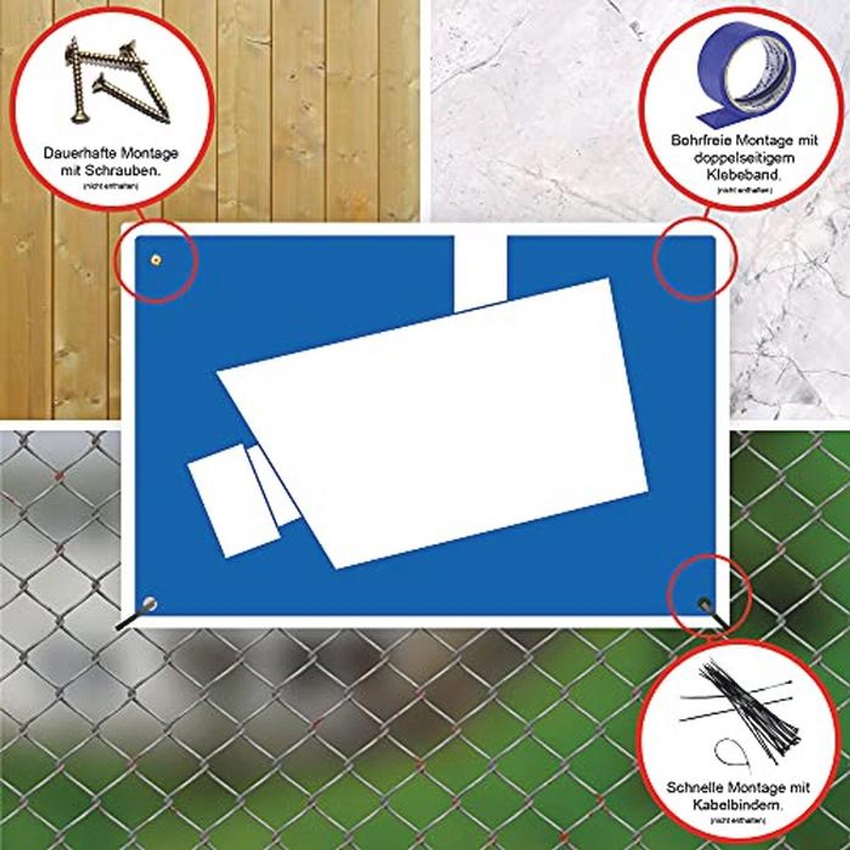 Videobewaking DIN 33450 bord 20 x 30 cm | 3 mm PVC | Met UV-bescherming
