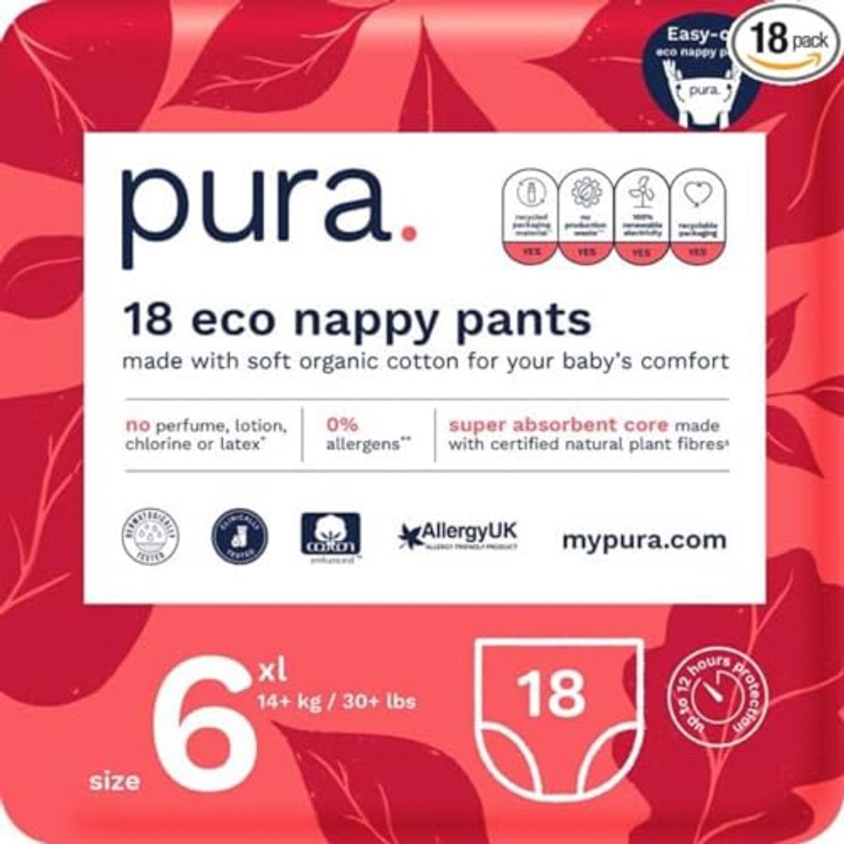 Duurzame Eco Luierbroekjes Maat 6 (14+kg) - 1 Pak van 18 - Hypoallergeen en Parfumvrij