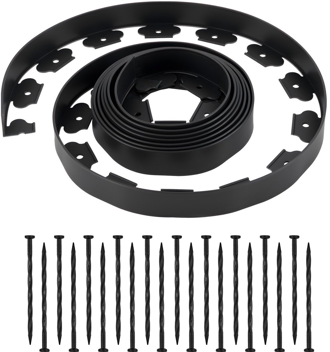 Gazonrand - Kunststof Tuinrand - 6 m x 5 cm - Met 120 Grondpennen - Voor Bloemperken en Bestrating