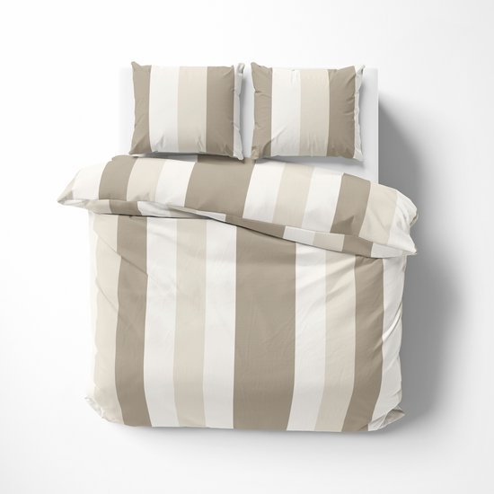 Dekbedovertrek Flanel - Winter - 2 personen - 200 x 200 cm - Lines Beige van Présence. — afbeelding 2