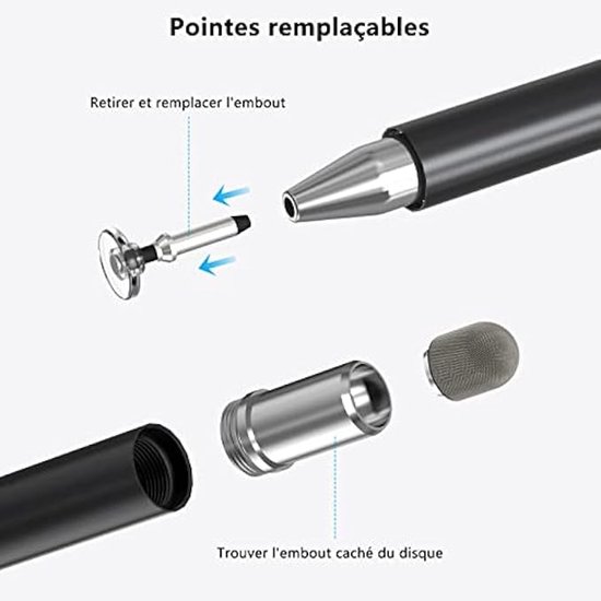 2-delige stylus, tabletstylus, 2-in-1 stylus, compatibel met alle tablets en smartphones, Geschikt voor iPhone, iPad, Samsung, Lenovo, Surface, Huawei, Xiaomi, Android, iOS, etc. (Zwart + Roségoud) van Zoonnis — afbeelding 4