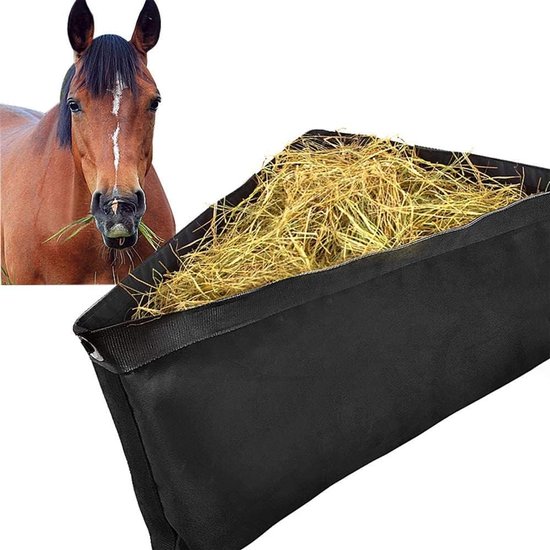 VOSS.farming Rechthoekig Slow Feeder Hooinet, Hooizak, 90 X 60 Cm Maaswijdte 3 X 3 Cm Zwart